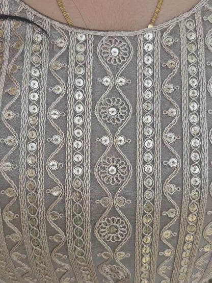 Ruhani Brown Zari Yoke Designer Anarkali