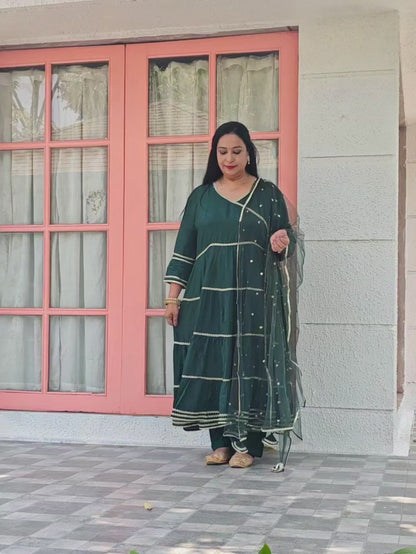 Ruhani Bottle Green Rayon Anarkali