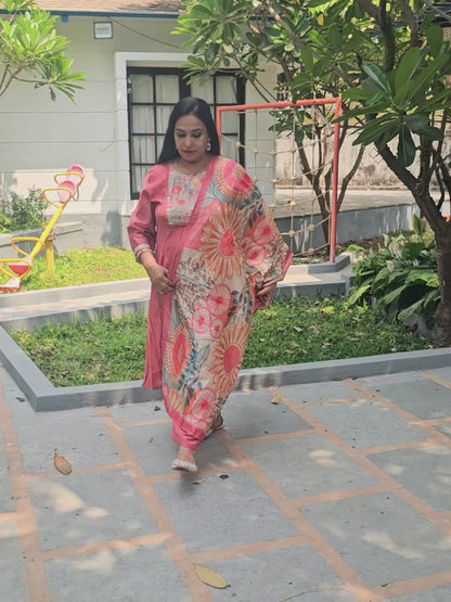 Saanjh Peach Solid Anarkali