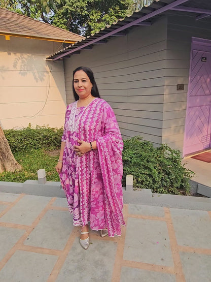 Sukoon Purple Cotton Anarkali