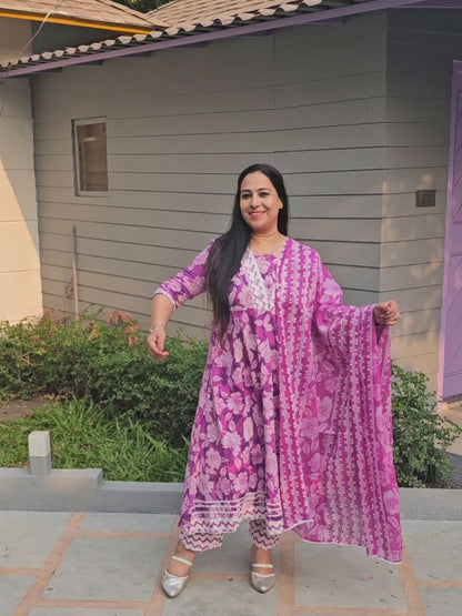 Sukoon Purple Cotton Anarkali