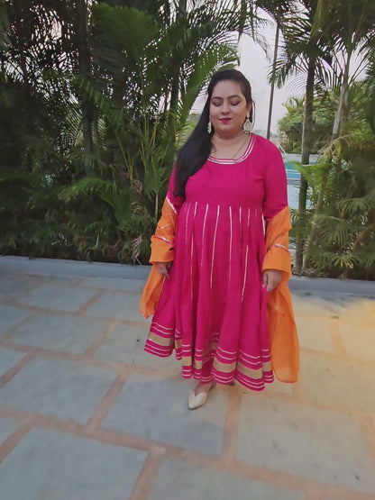 Suhani Hot Pink Cotton Anarkali