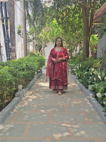 Raas Maroon Rayon Gota Work Anarkali