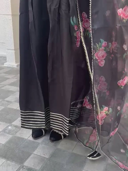 Raas Solid Black Gota Work Anarkali
