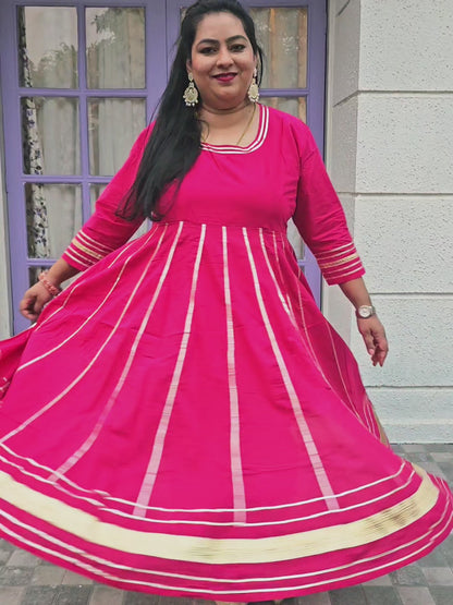 Suhani Hot Pink Cotton Anarkali