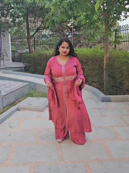 Saanjh Mauve Pink Front Slit Anarkali