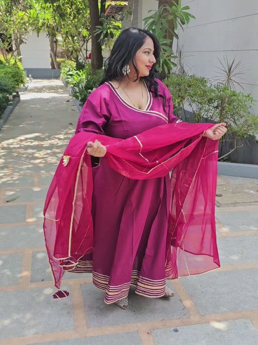 Ruhani Magenta Gota Work Anarkali