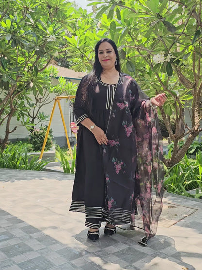 Raas Solid Black Gota Work Anarkali